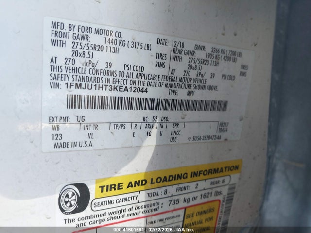 1FMJU1HT3KEA12044 Ford Expedition Xlt
