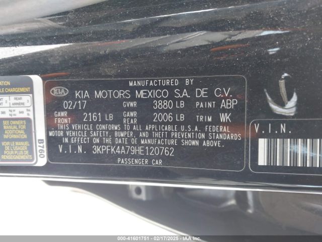 3KPFK4A79HE120762 KIA FORTE LX
