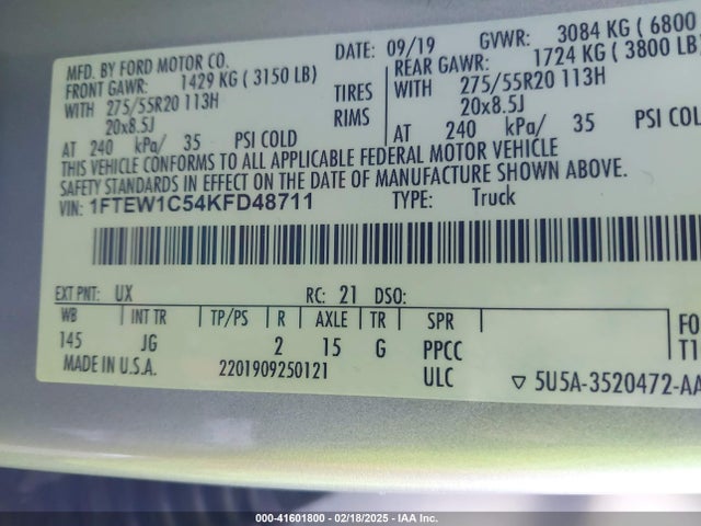 Ford F-150 Xl 2019 1FTEW1C54KFD48711 Image 9