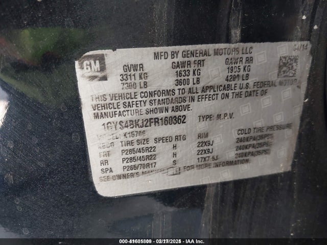 2015 CADILLAC ESCALADE 1GYS4BKJ2FR160362 Photo 8