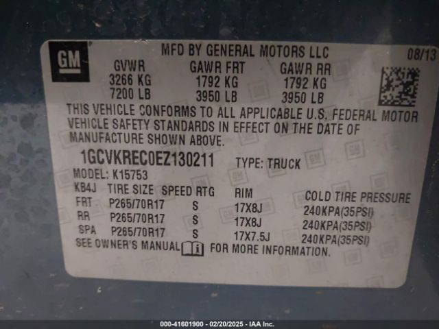 1GCVKREC0EZ130211 Chevrolet Silverado 1500 1lt