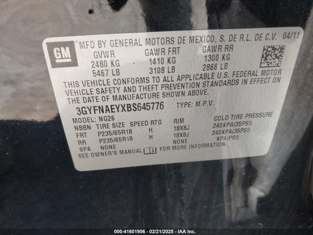 2011 CADILLAC SRX 3GYFNAEYXBS645776 Photo 8