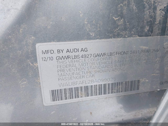 2011 AUDI A4 WAUBFAFL2BA099025 Photo 8