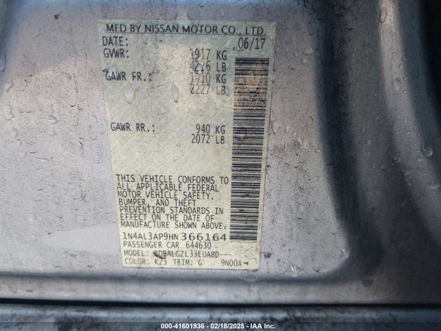 1N4AL3AP9HN366164 Nissan Altima 2.5 S