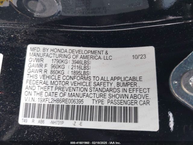 19XFL2H86RE006395 Honda Civic Sport