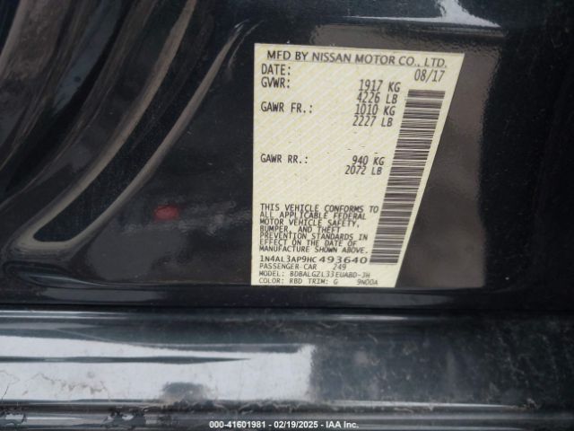 1N4AL3AP9HC493640 Nissan Altima 2.5 S