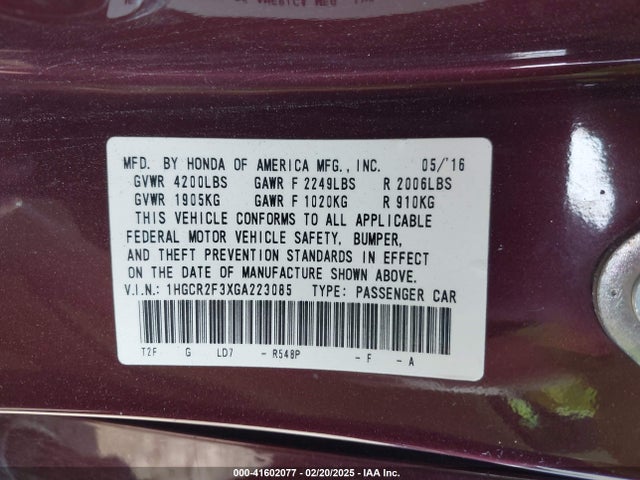 1HGCR2F3XGA223085 Honda ACCORD LX