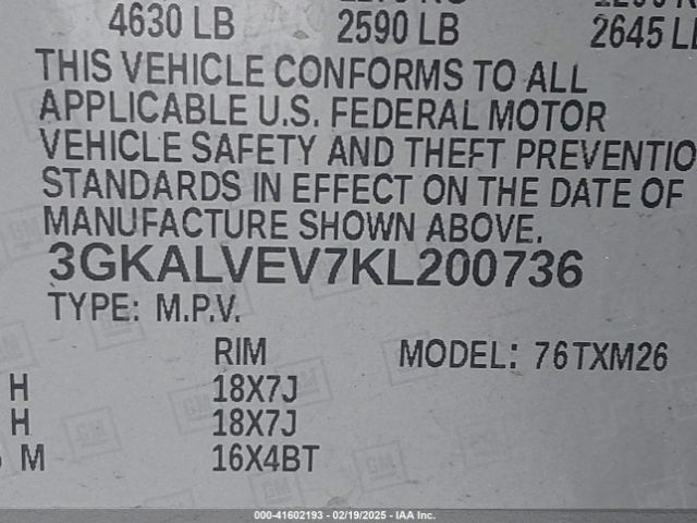 3GKALVEV7KL200736 GMC Terrain Slt