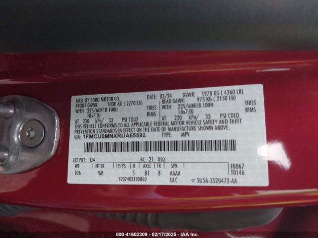1FMCU0MNXRUA65592 Ford Escape St-line