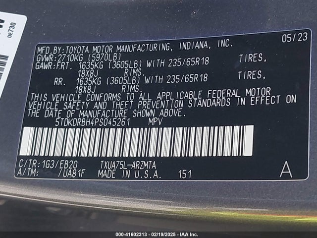 Toyota Highlander Xle 2023 5TDKDRBH4PS045261 Image 9