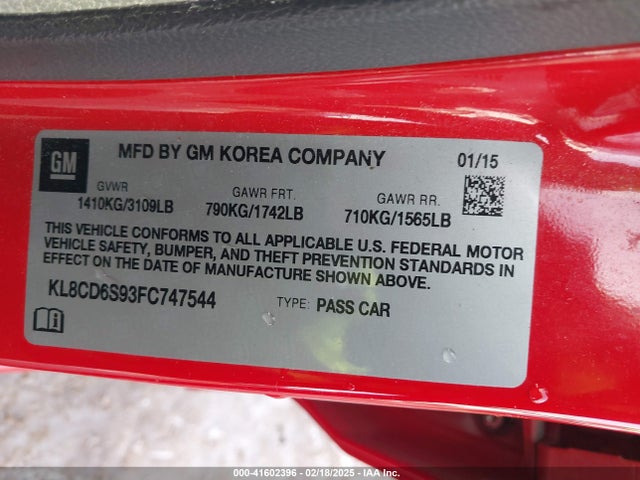 Chevrolet Spark 1lt Cvt 2015 KL8CD6S93FC747544 Image 9