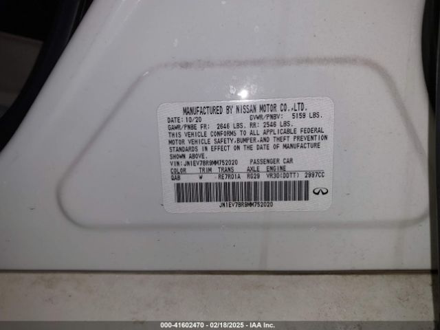 JN1EV7BR9MM752020 Infiniti Q50 Luxe Awd