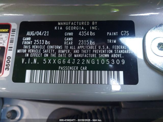5XXG64J22NG105309 KIA K5 Gt-line