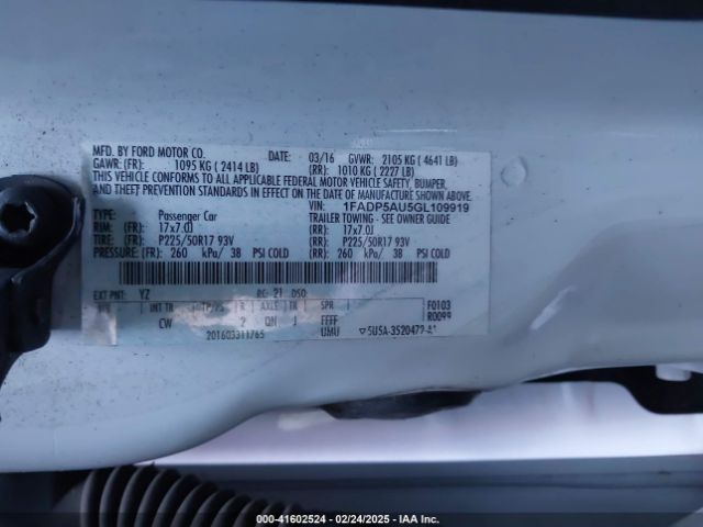 1FADP5AU5GL109919 Ford C-max Hybrid Se