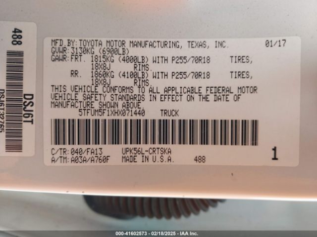 5TFUM5F1XHX071440 Toyota Tundra Sr 4.6l V8