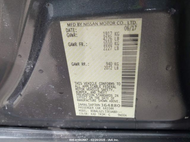 1N4AL3AP3HN364880 Nissan Altima 2.5 S