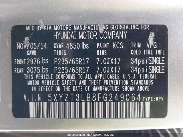 5XYZT3LB8FG249064 Hyundai Santa Fe Sport 2.4l