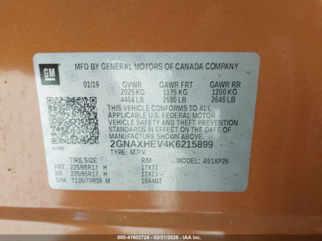 2GNAXHEV4K6215899 Chevrolet EQUINOX LS