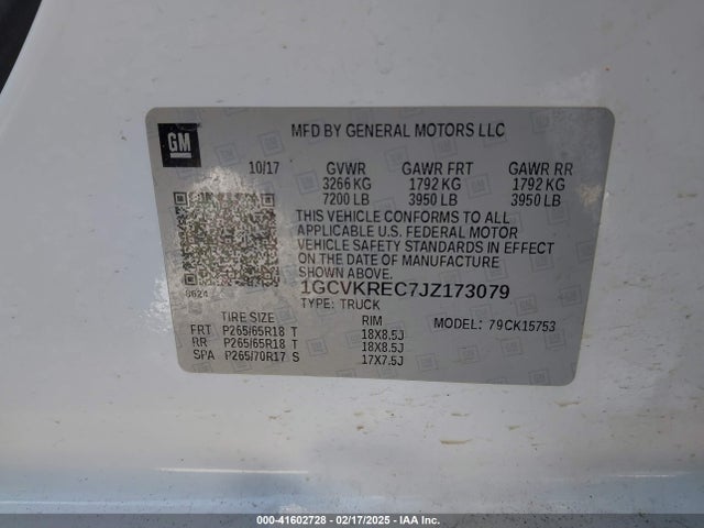 1GCVKREC7JZ173079 Chevrolet Silverado 1500 1lt