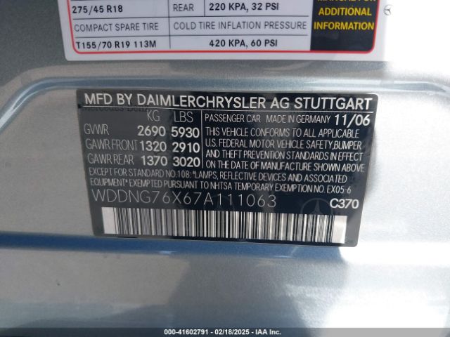 2007 MERCEDES-BENZ S 600 WDDNG76X67A111063 Photo 8