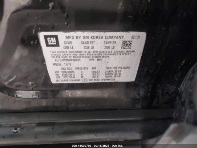 KL7CJKSB8MB360595 Chevrolet Trax Fwd Ls