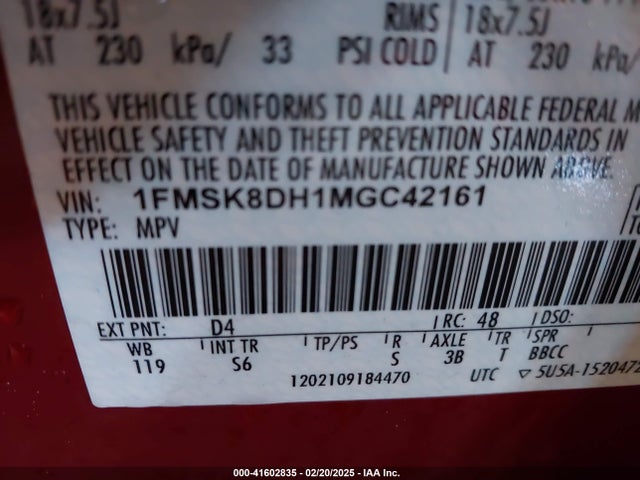 Ford EXPLORER XLT 2021 1FMSK8DH1MGC42161 Image 9