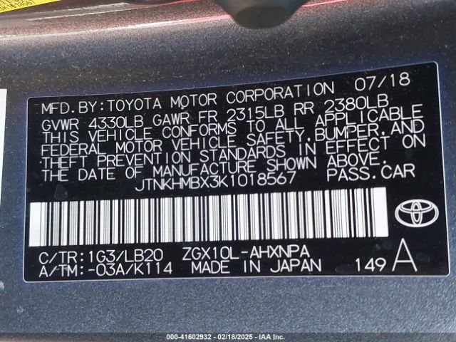 JTNKHMBX3K1018567 Toyota C-hr Limited