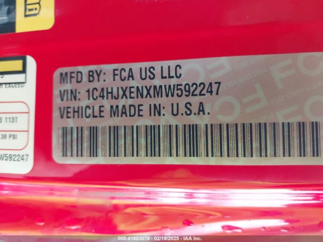 1C4HJXENXMW592247 Jeep Wrangler Unlimited Sahara 4x4