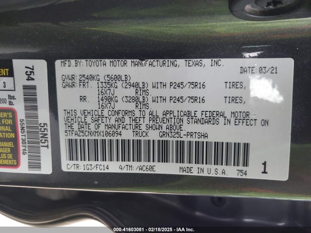 5TFAZ5CNXMX106094 Toyota Tacoma Sr5 V6