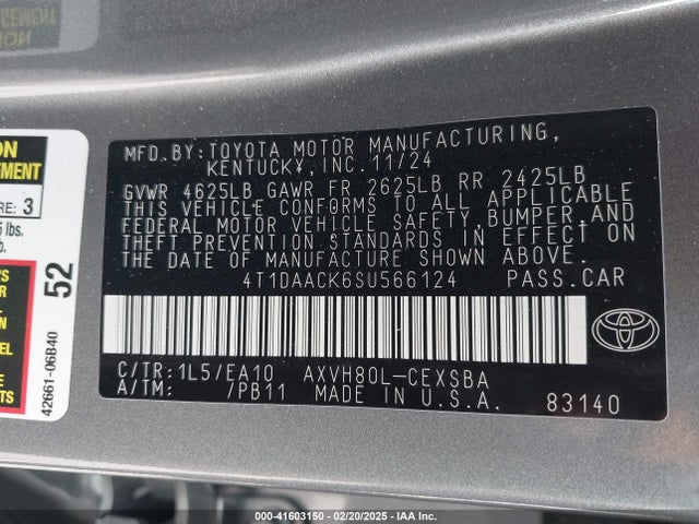Toyota CAMRY SE 2025 4T1DAACK6SU566124 Image 9