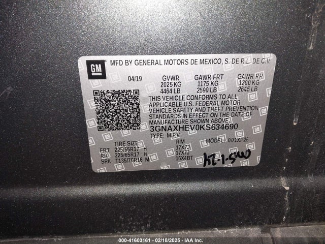 3GNAXHEV0KS634690 Chevrolet EQUINOX LS