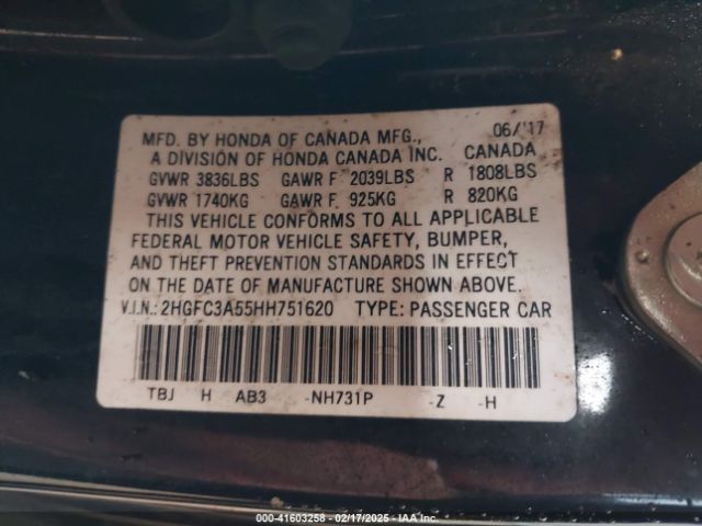 2HGFC3A55HH751620 Honda CIVIC SI