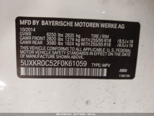 5UXKR0C52F0K61059 BMW X5 Xdrive35i