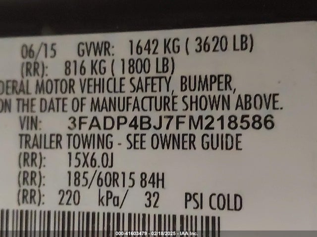 Ford FIESTA SE 2015 3FADP4BJ7FM218586 Image 9