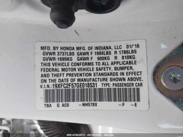 19XFC2F57GE018531 Honda Civic Lx