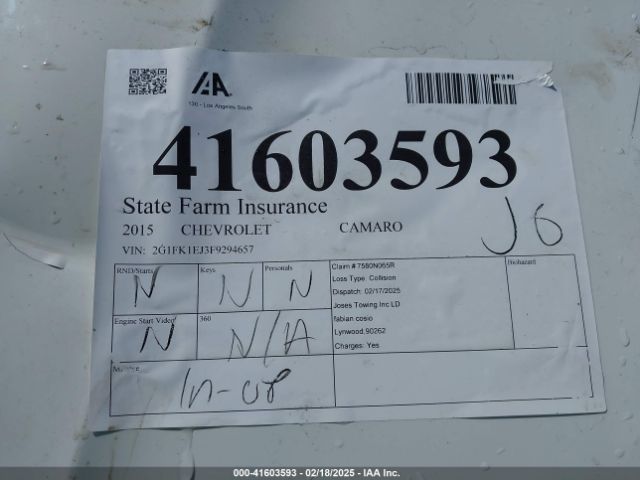 2G1FK1EJ3F9294657 Chevrolet CAMARO 2SS