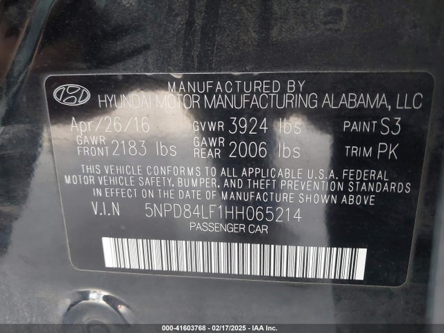 Hyundai ELANTRA SE 2017 5NPD84LF1HH065214 Image 9