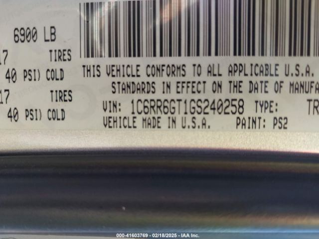 1C6RR6GT1GS240258 RAM 1500 Slt