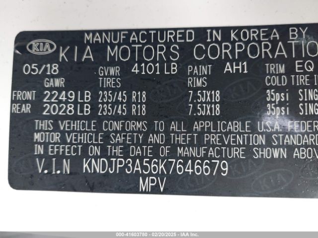 KNDJP3A56K7646679 KIA g gdi