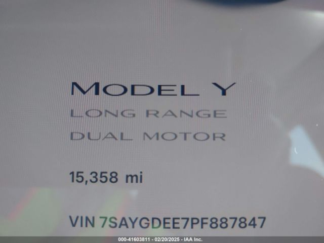 7SAYGDEE7PF887847 Tesla Model Y Awd/long Range Dual Motor All-wheel Drive