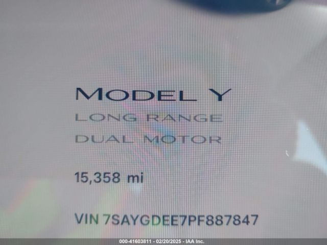 7SAYGDEE7PF887847 Tesla Model Y Awd/long Range Dual Motor All-wheel Drive