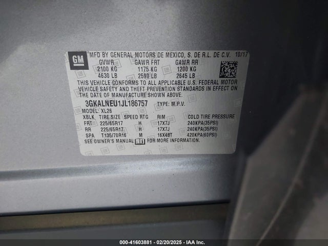 3GKALNEU1JL186757 GMC Terrain Sle Diesel