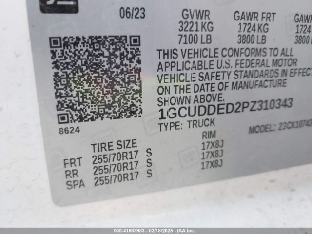 1GCUDDED2PZ310343 Chevrolet Silverado 1500 4wd  Standard Bed Lt