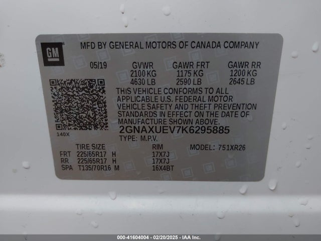 2GNAXUEV7K6295885 Chevrolet EQUINOX LT