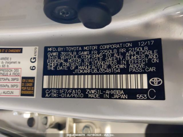 JTDKARFU8J3548154 Toyota Prius Two Eco