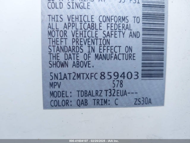 5N1AT2MTXFC859403 Nissan Rogue Sl