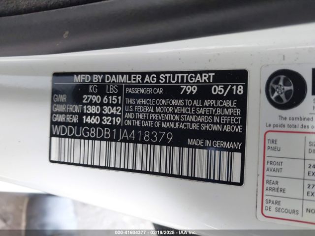WDDUG8DB1JA418379 Mercedes-Benz S 560