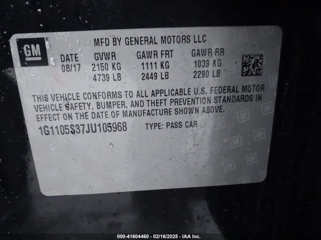 1G1105S37JU105968 Chevrolet IMPALA 1LT