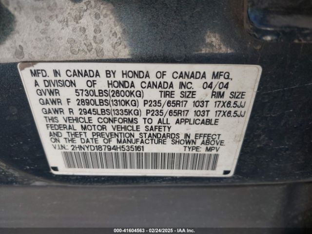 2004 ACURA MDX 2HNYD18794H535161 Photo 8