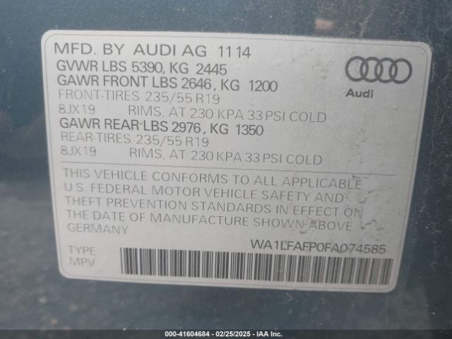 WA1LFAFP0FA074585 Audi Q5 2.0t Premium